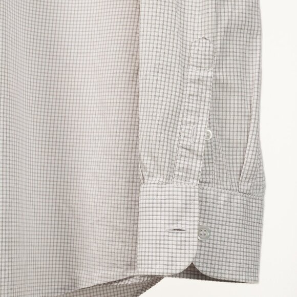 Prada 2015 Small Check White & Taupe Cotton Button-Up Oxford - Picture 6 of 14